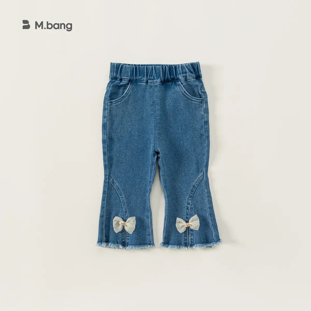 Girls Bow Bell-Bottom Jeans Spring Autumn - Image 2
