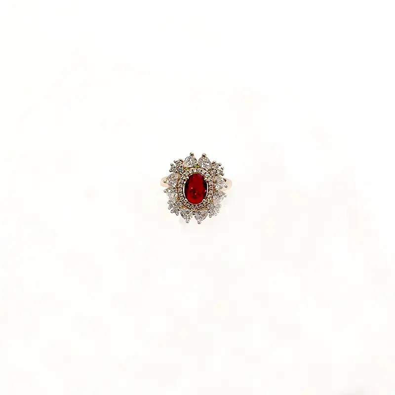 High-End Red Gemstone Open Ring for Women - Image 6
