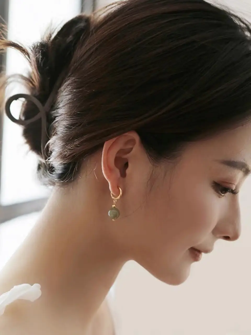 Natural Green Jade Round Earrings for Women — feature 1