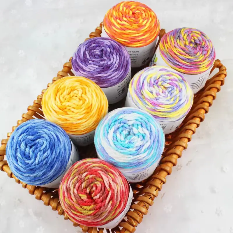 5-Strand Milk cotton wool ball cotton yarn segment dyed rainbow thread handmade DIY factory wholesale