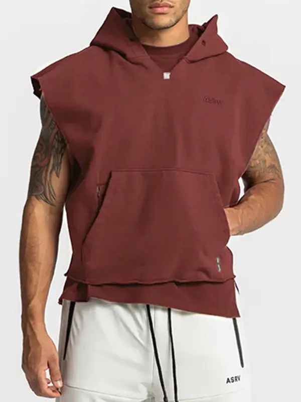 Men's Black Sleeveless Hoodie with 4 Pockets - Image 5