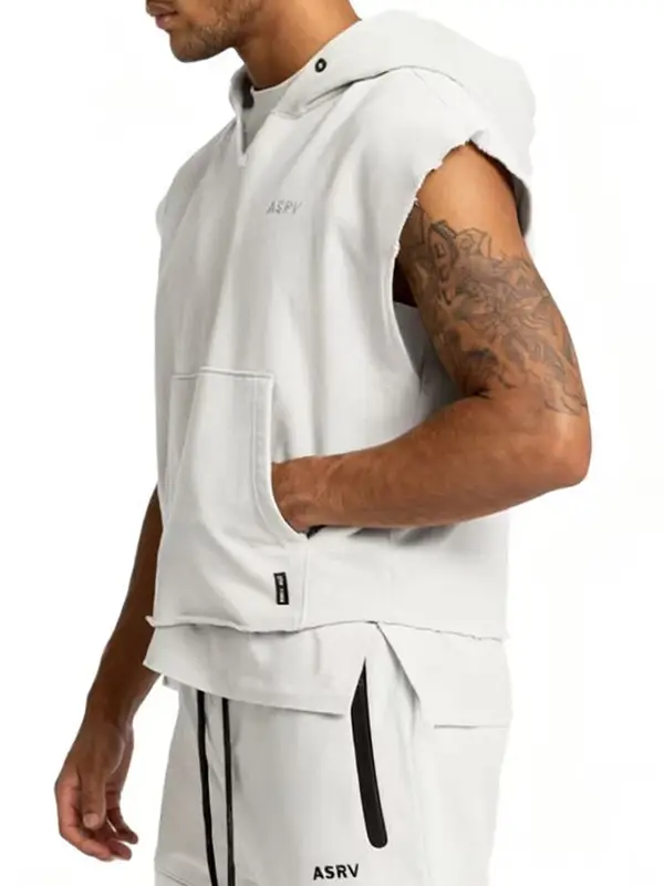 Men's Black Sleeveless Hoodie with 4 Pockets - Image 6