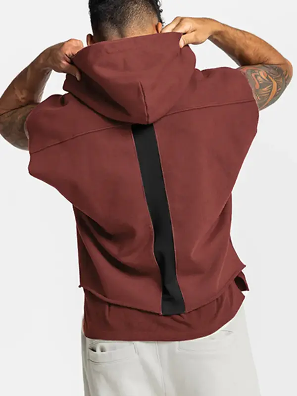 Men's Black Sleeveless Hoodie with 4 Pockets - Image 7