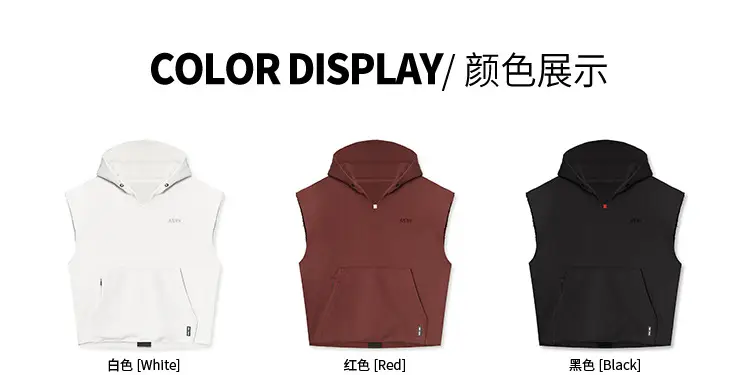 Men's Black Sleeveless Hoodie with 4 Pockets — feature 10