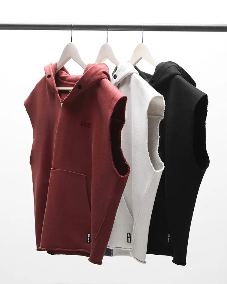 Men's Black Sleeveless Hoodie with 4 Pockets — feature 12