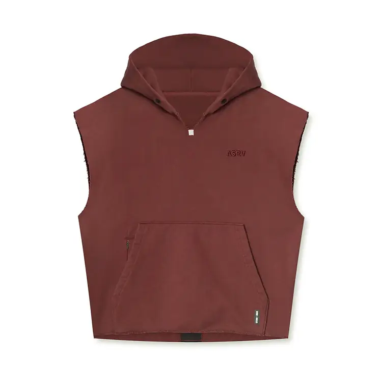 Men's Black Sleeveless Hoodie with 4 Pockets — feature 24
