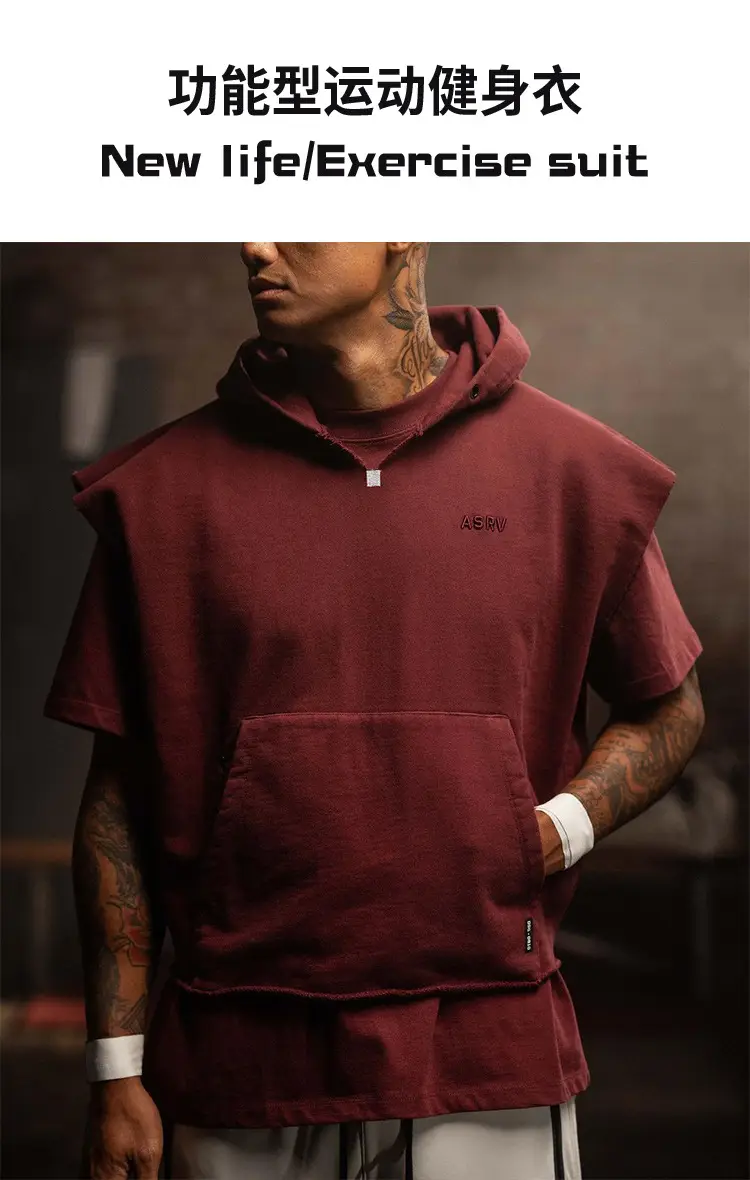 Men's Black Sleeveless Hoodie with 4 Pockets — feature 3