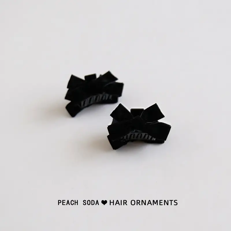 Black Velvet Bow Hairpin Clips for Summer Princess Headwear - Image 3