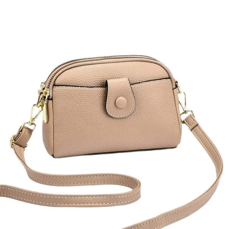 Women's Crossbody Bag Beige Gold Chain Portable