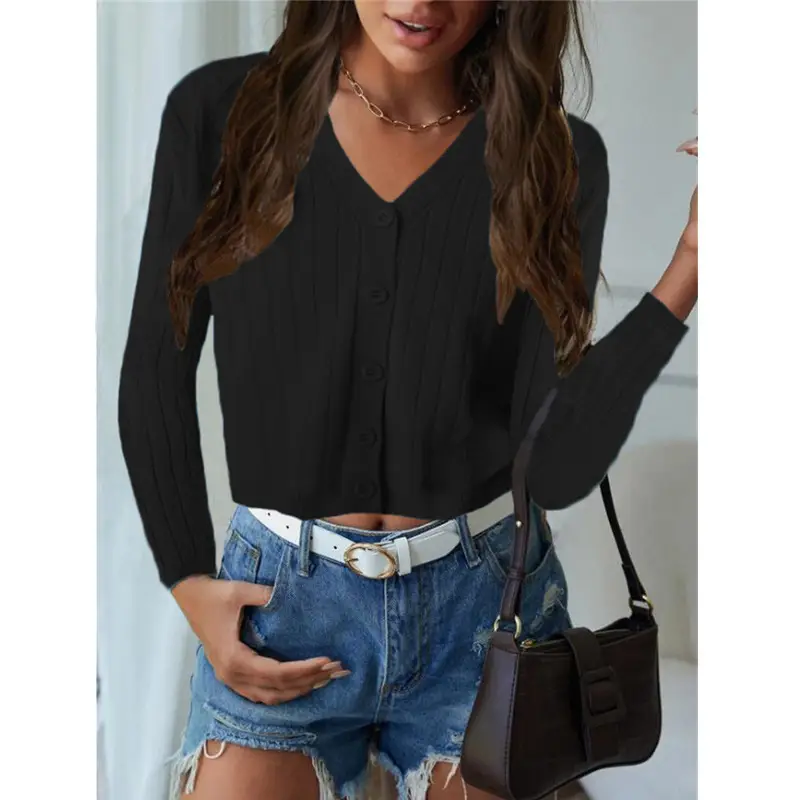 2024 Button Knitted V-Neck Cardigan Coat for Women - Image 3