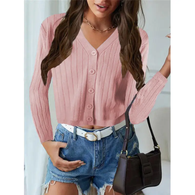 2024 Button Knitted V-Neck Cardigan Coat for Women - Image 2