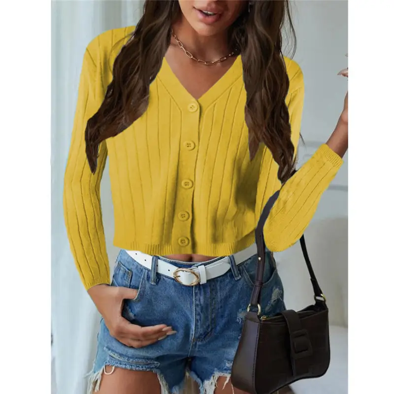 2024 Button Knitted V-Neck Cardigan Coat for Women - Image 5