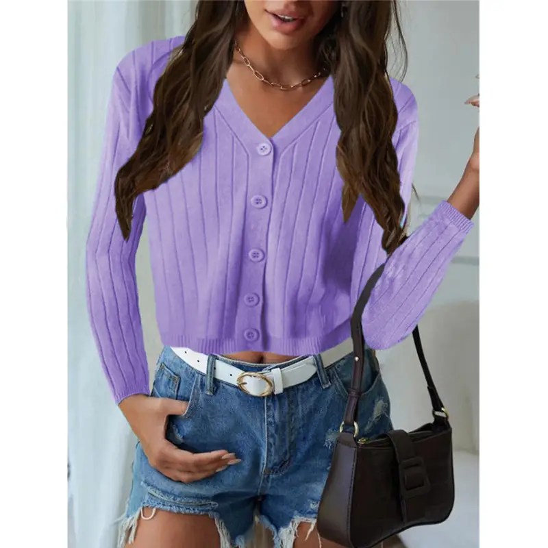 2024 Button Knitted V-Neck Cardigan Coat for Women - Image 6