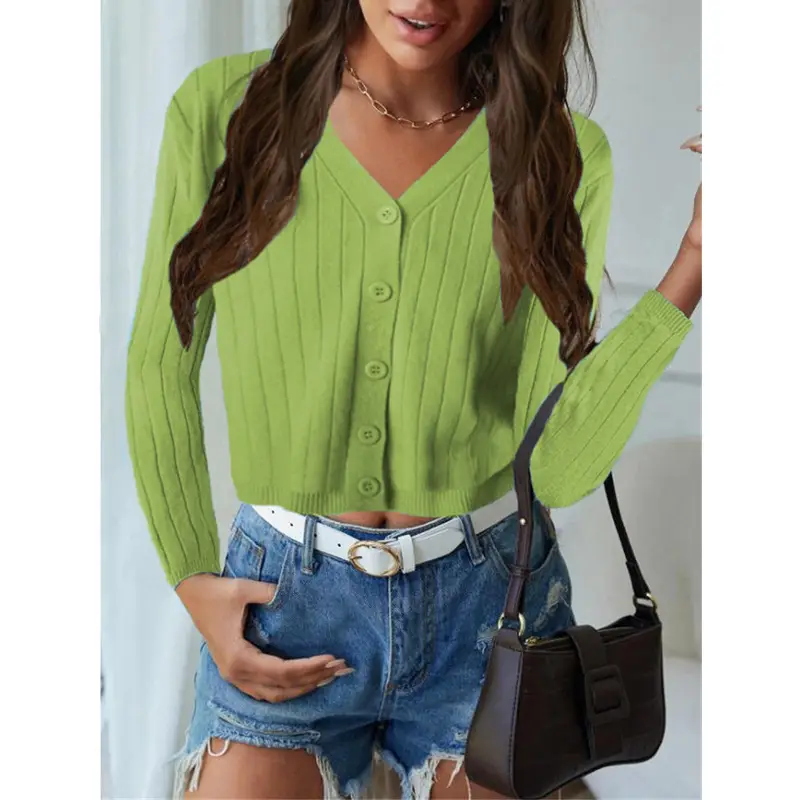 2024 Button Knitted V-Neck Cardigan Coat for Women - Image 8