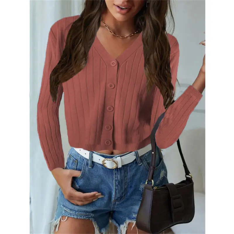 2024 Button Knitted V-Neck Cardigan Coat for Women - Image 9