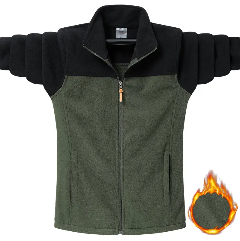 Men's Polar Fleece Jacket Grey Zip Front - Image 10