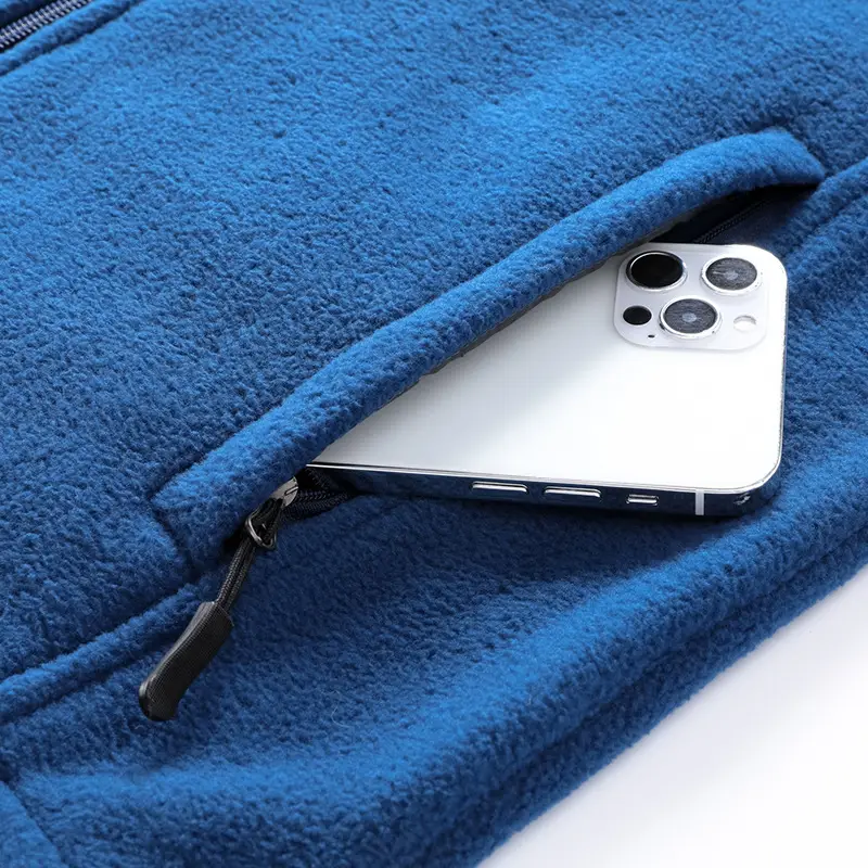 Men's Polar Fleece Jacket Grey Zip Front - Image 11