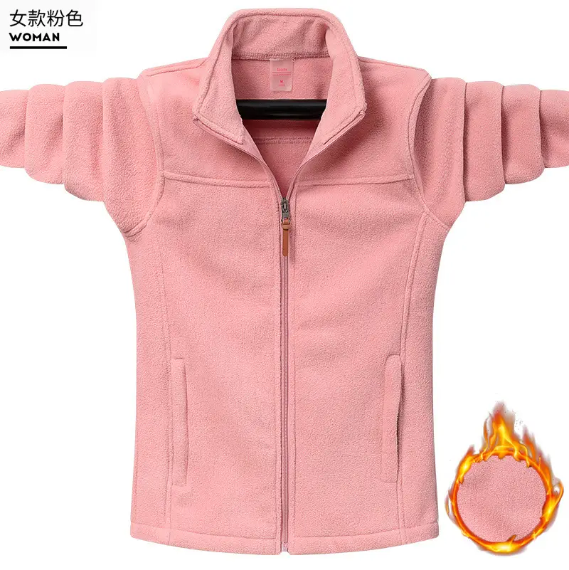 Men's Polar Fleece Jacket Grey Zip Front - Image 3