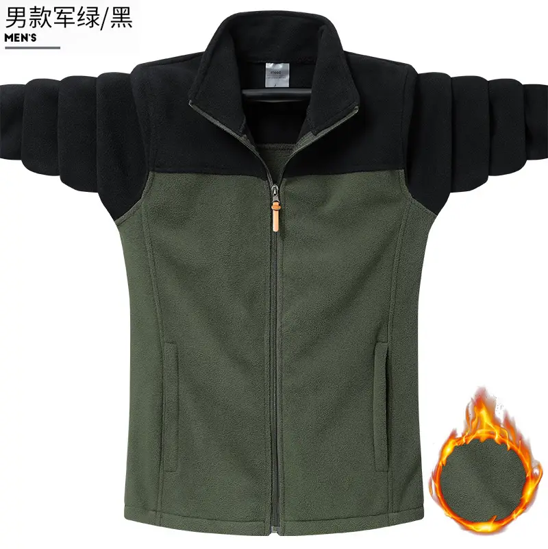 Men's Polar Fleece Jacket Grey Zip Front - Image 6