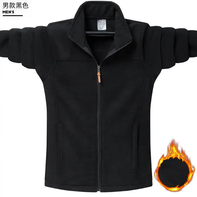 Men's Polar Fleece Jacket Grey Zip Front - Image 7