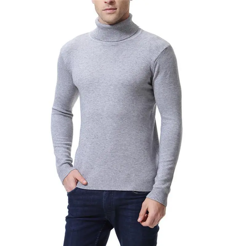 Men's Black High Collar Pullover Sweater Long Sleeve - Image 6