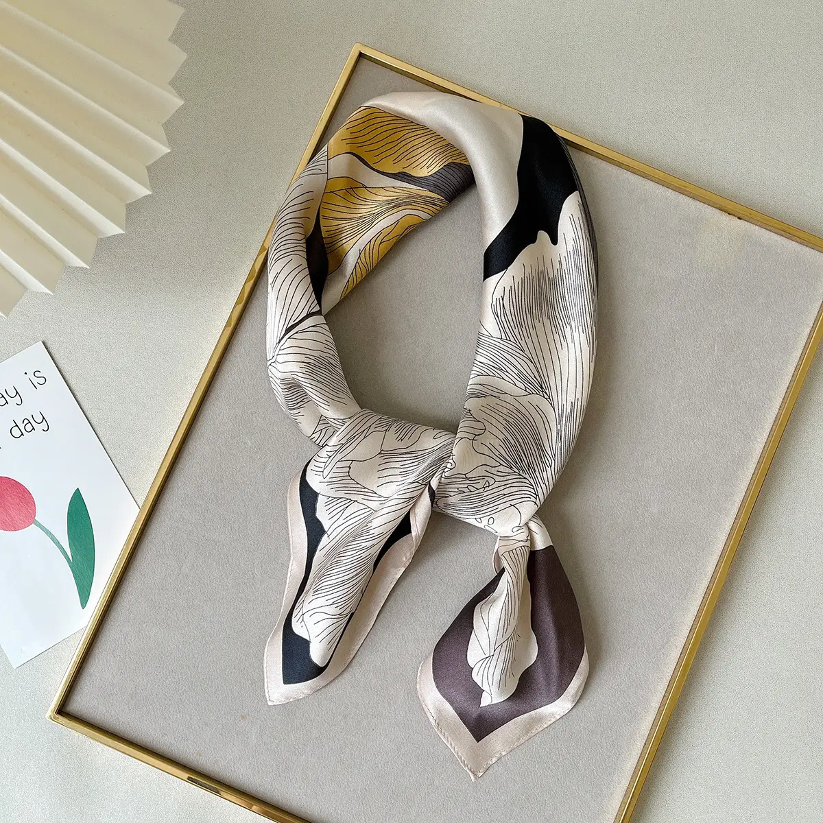 New French Artistic Flower 66cm Square Scarf Women's Fashion - Image 8