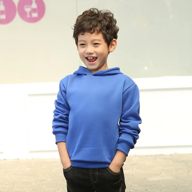Blue Hoodie for Kids Winter Fleece Warm