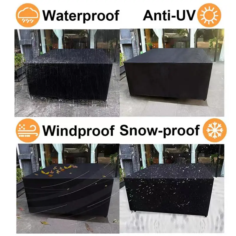 Black 420D Outdoor Rain Cover for Table & Chair