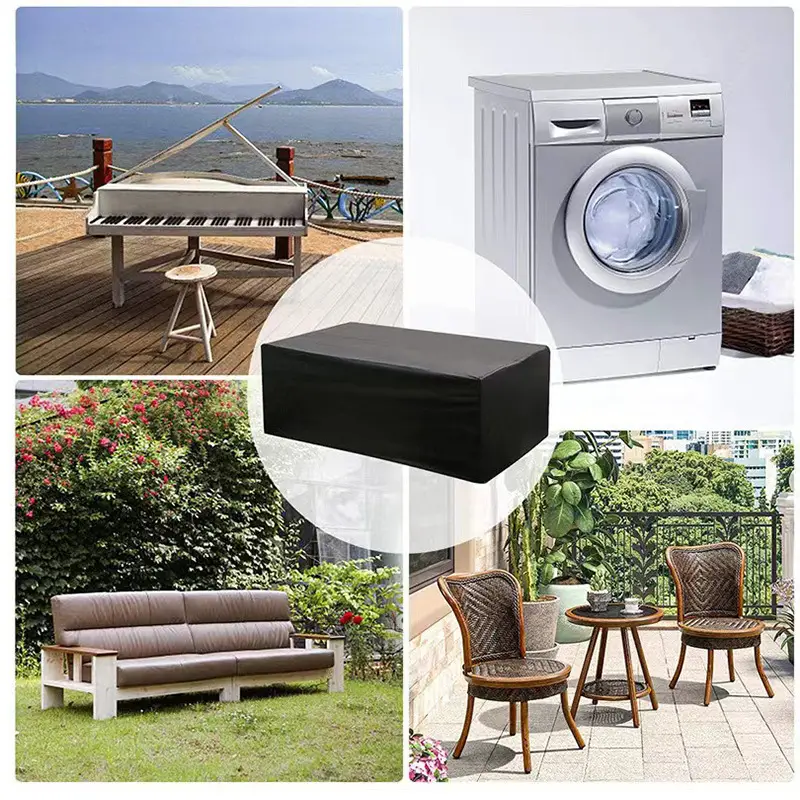 Black 420D Outdoor Rain Cover for Table & Chair