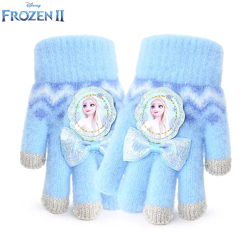 Frozen Five-Finger Gloves for Girls Toddler Bow Elsa - Image 7