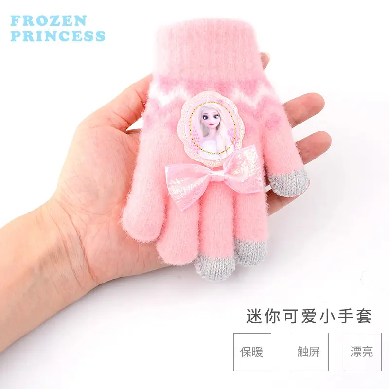 Frozen Five-Finger Gloves for Girls Toddler Bow Elsa - Image 10