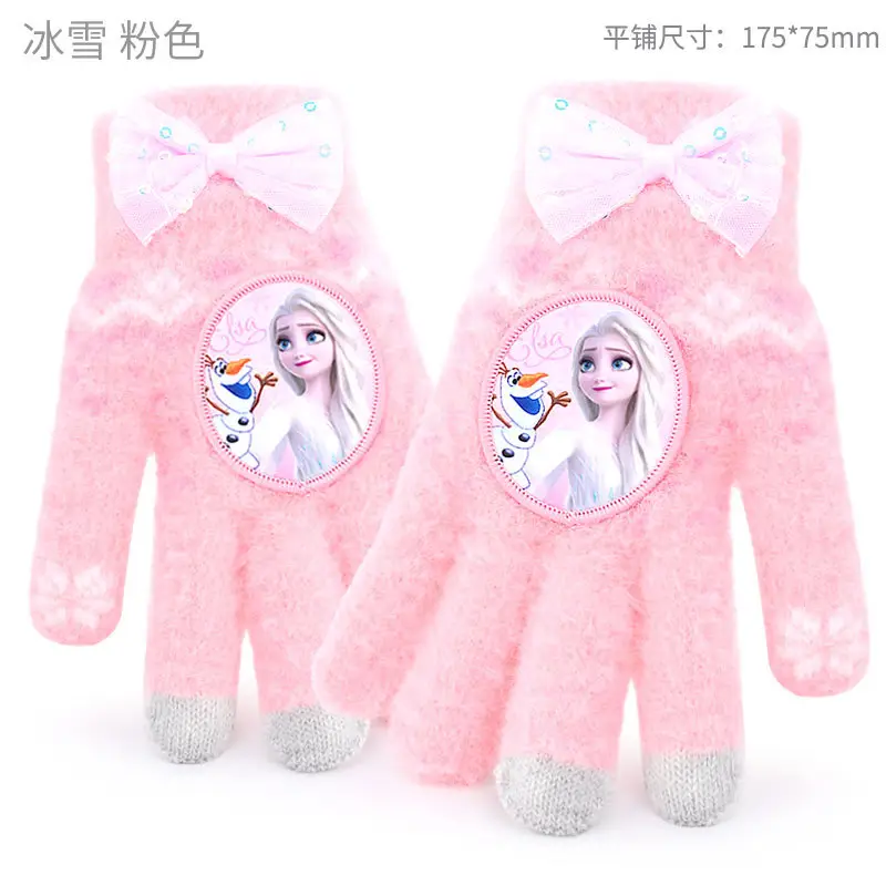 Frozen Five-Finger Gloves for Girls Toddler Bow Elsa - Image 4