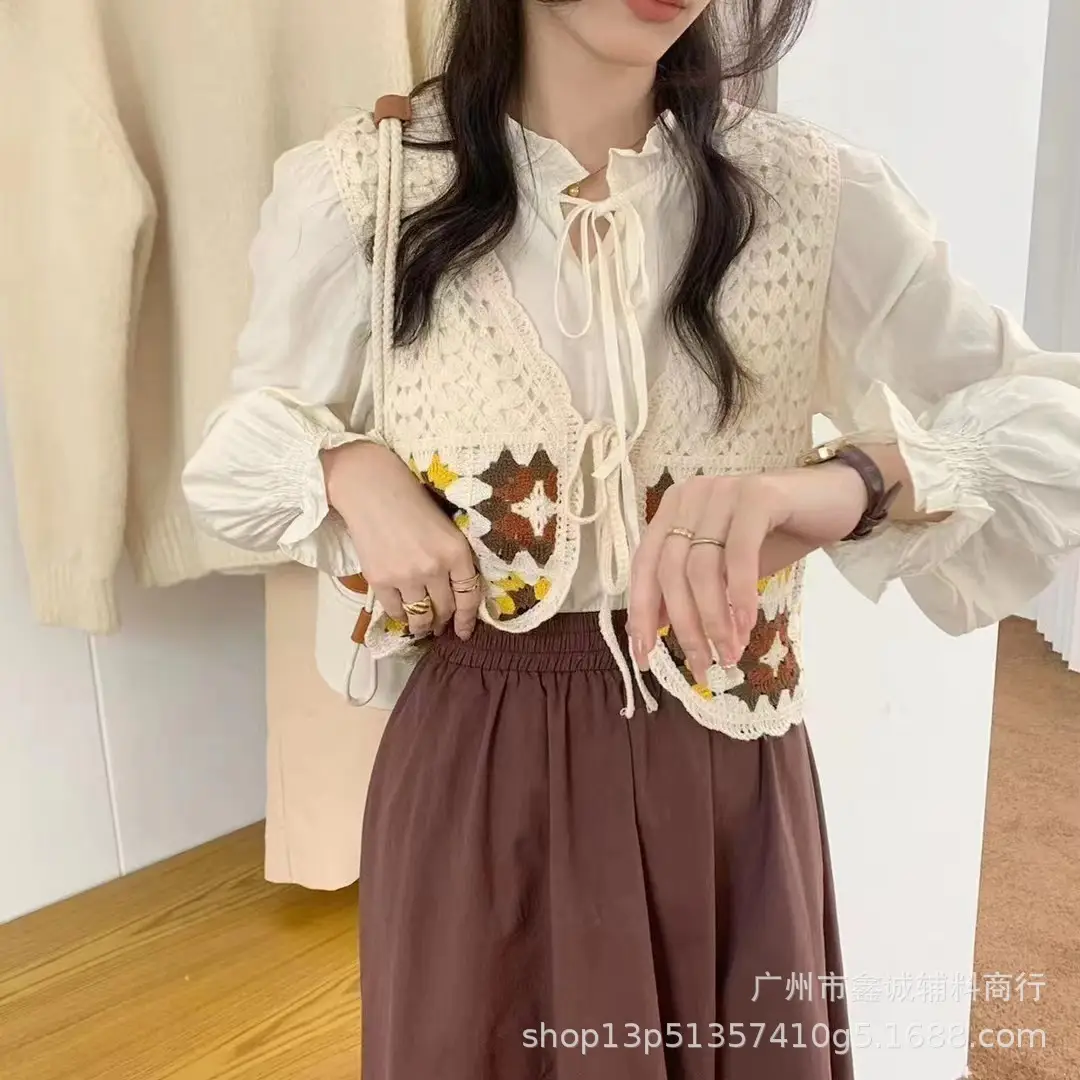 Autumn Embroidered Crochet Vest Vest Top Women - Image 8