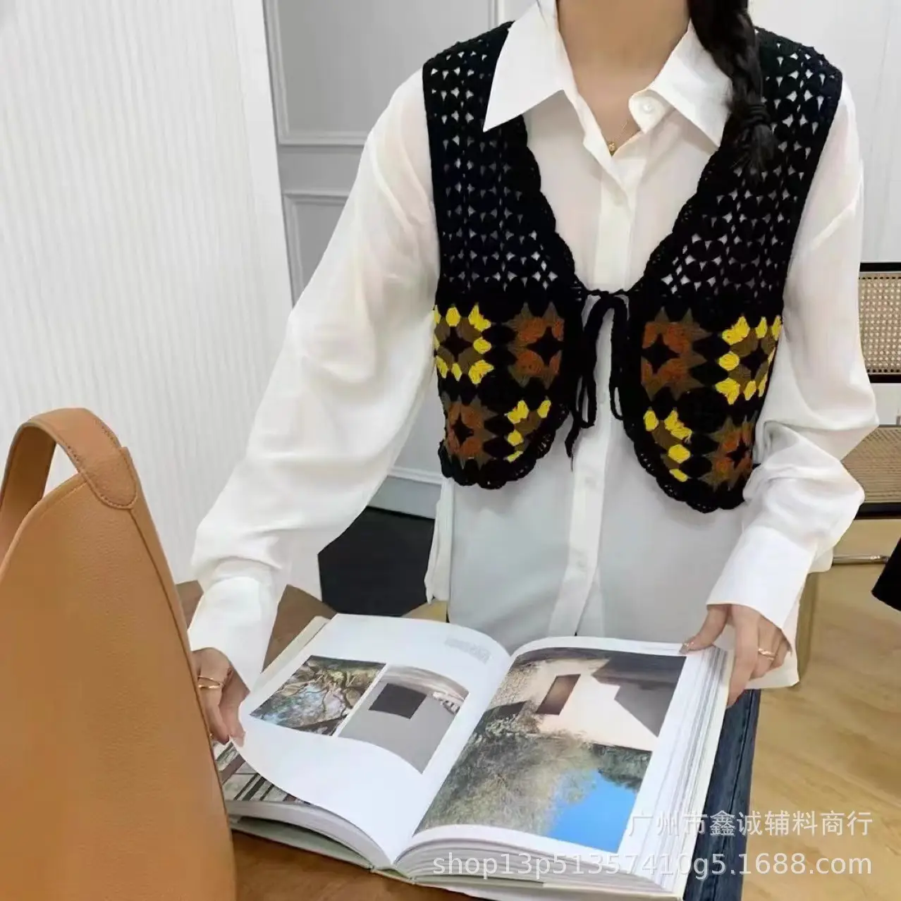Autumn Embroidered Crochet Vest Vest Top Women - Image 6