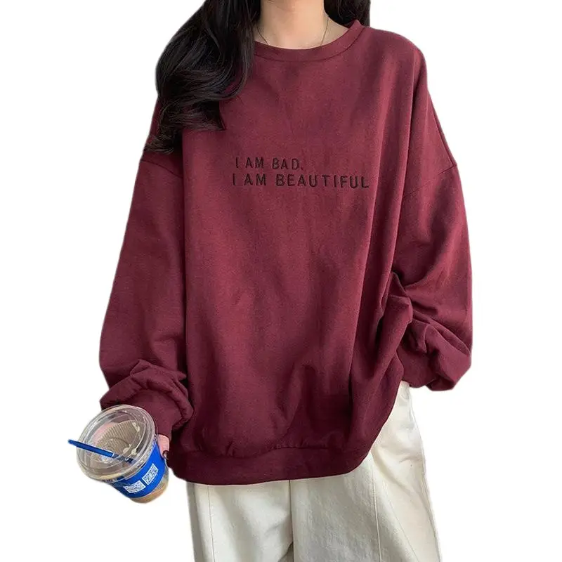 2026 Korean Style Black Letter Print Long Sleeve Sweatshirt Women - Image 7