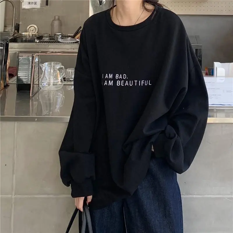 2026 Korean Style Black Letter Print Long Sleeve Sweatshirt Women — feature 15