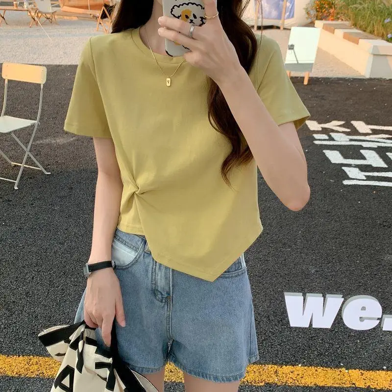 Women Black Twist Neck T-Shirt 2026 Summer - Image 4