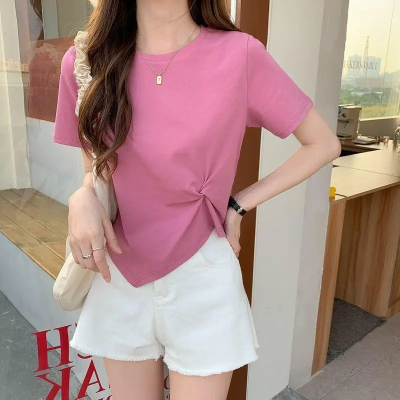 Women Black Twist Neck T-Shirt 2026 Summer - Image 6