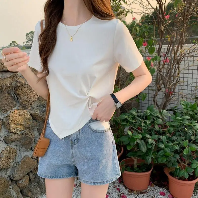 Women Black Twist Neck T-Shirt 2026 Summer — feature 24