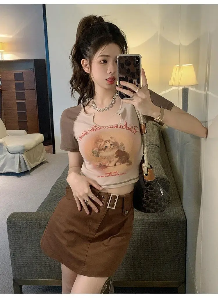 Women Cotton Retro Cat T-Shirt Pink 2026 Summer — feature 16