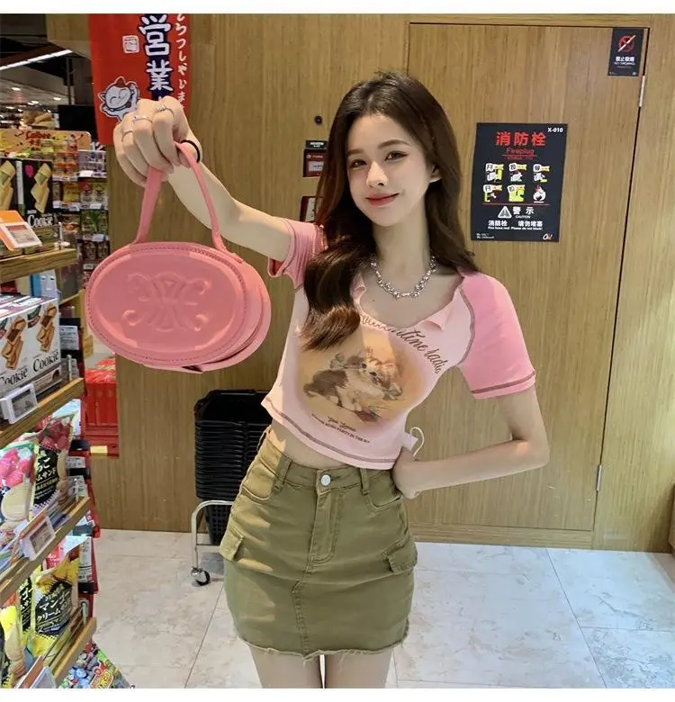 Women Cotton Retro Cat T-Shirt Pink 2026 Summer — feature 29