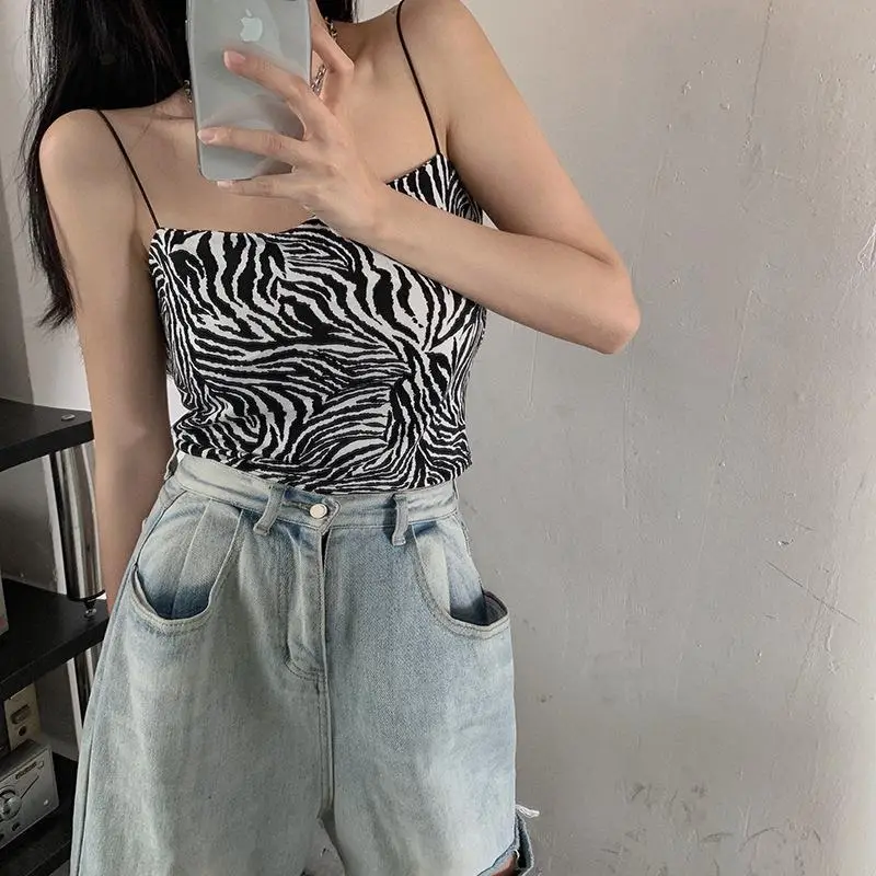 Women Zebra Print Summer Camisole Tight Top — feature 12