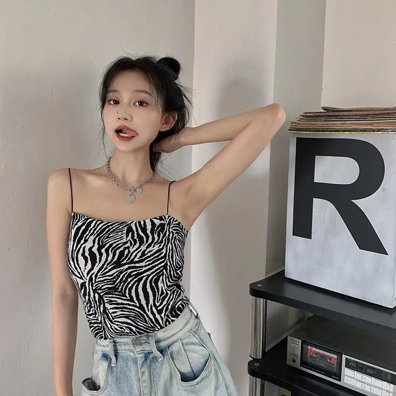 Women Zebra Print Summer Camisole Tight Top — feature 14