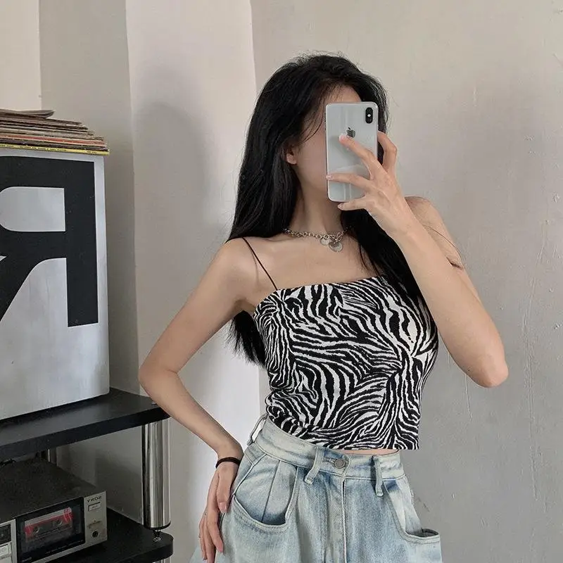 Women Zebra Print Summer Camisole Tight Top — feature 15