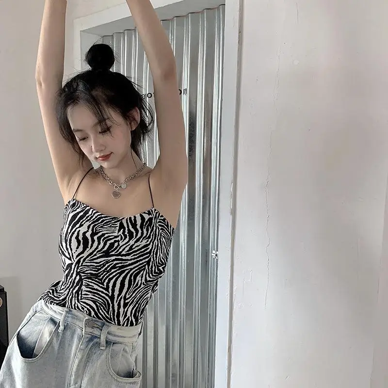 Women Zebra Print Summer Camisole Tight Top — feature 16