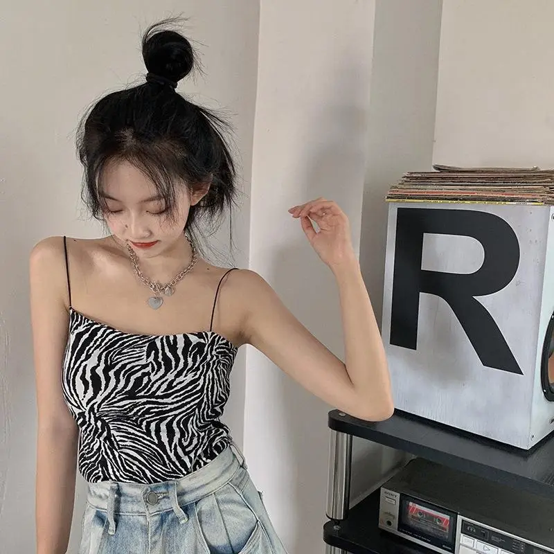 Women Zebra Print Summer Camisole Tight Top — feature 18