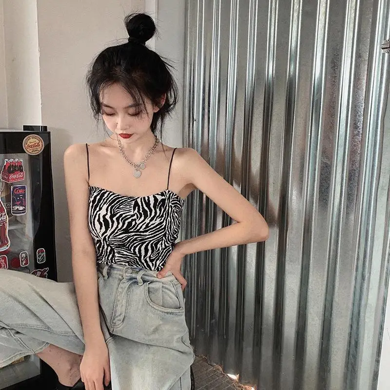 Women Zebra Print Summer Camisole Tight Top — feature 19