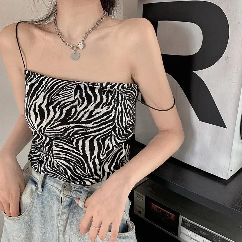 Women Zebra Print Summer Camisole Tight Top — feature 23