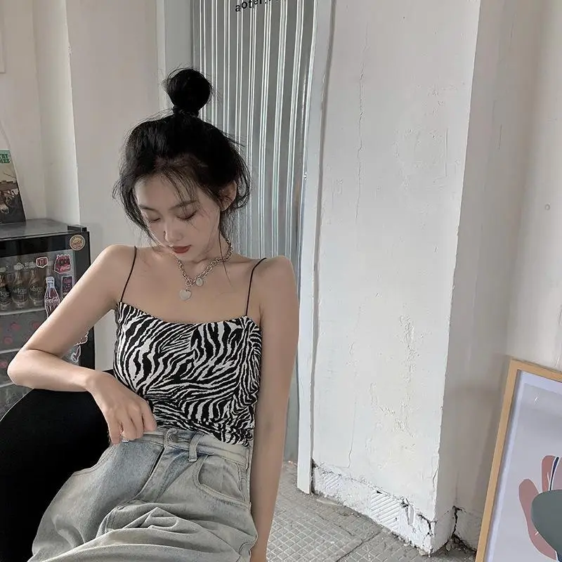Women Zebra Print Summer Camisole Tight Top — feature 24