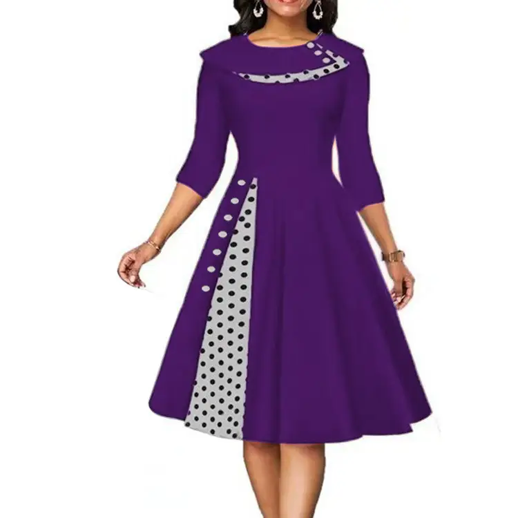 Women's Blue Polka Dot Waist Skirt Dress